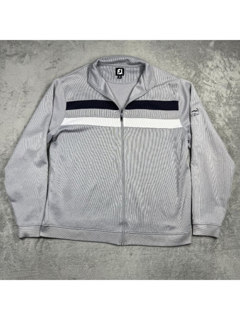 FootJoy Full Zip Golf Performance Jacket Mens XL Gray Striped Heritage Palms